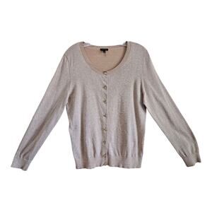TALBOTS Women's L Cardigan Sweater Jewel Buttons Metallic Gold Sparkle Fancy 38"